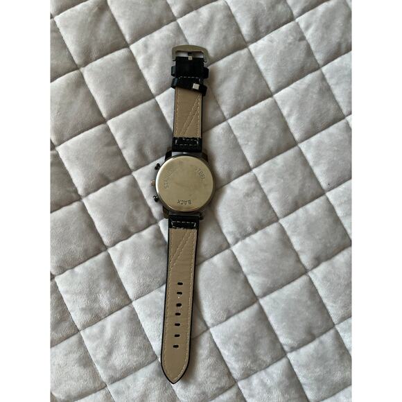 Nanxi Black Leather white top stitch Watch Stainless Steel - Picture 5 of 6